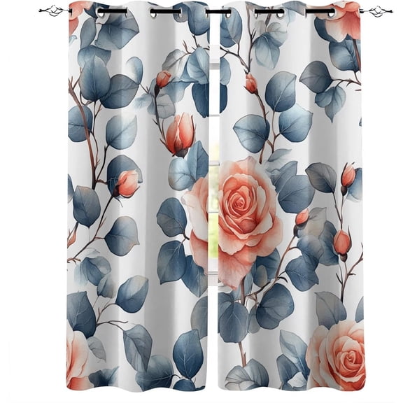 Grommet Curtains Green Vine Flowers Grommet Curtains Bay Window Privacy Panel That Filters Daylight While Protecting Furniture From UV Damage 38"W x 45"L (Pack of 2)