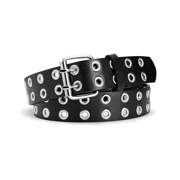 Maikun Belts for Women Grommet Leather Black Belt Studded Belt Punk Accessories