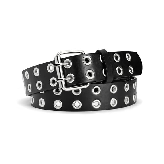 Maikun Belts for Women Grommet Leather Black Belt Studded Belt Punk Accessories