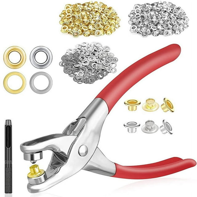 Grommet Pliers Kit, 1/4 Inch 6mm Grommet Tool Kit with Metal with