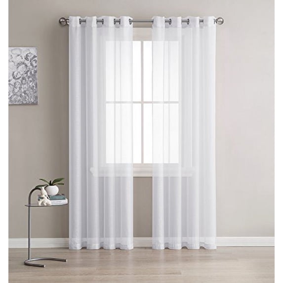 Grommet Semi-Sheer Curtains - 2 Panels - Total Size 108 Inch Wide (54 Inch Each Panel) - 120 Inch Long - Beautiful, Elegant, Natural Light Flow, and Durable Material (54"W x 120"L, White)