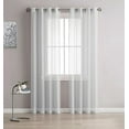 thumbnail image 1 of Grommet Semi-Sheer Curtains - 2 Pieces - Total Size 108 Inch Wide (54 Inch Each Panel) - 63 Inch Long - Panel Beautiful, Elegant, Natural Light Flow, and Durable Material (Silver), 1 of 4
