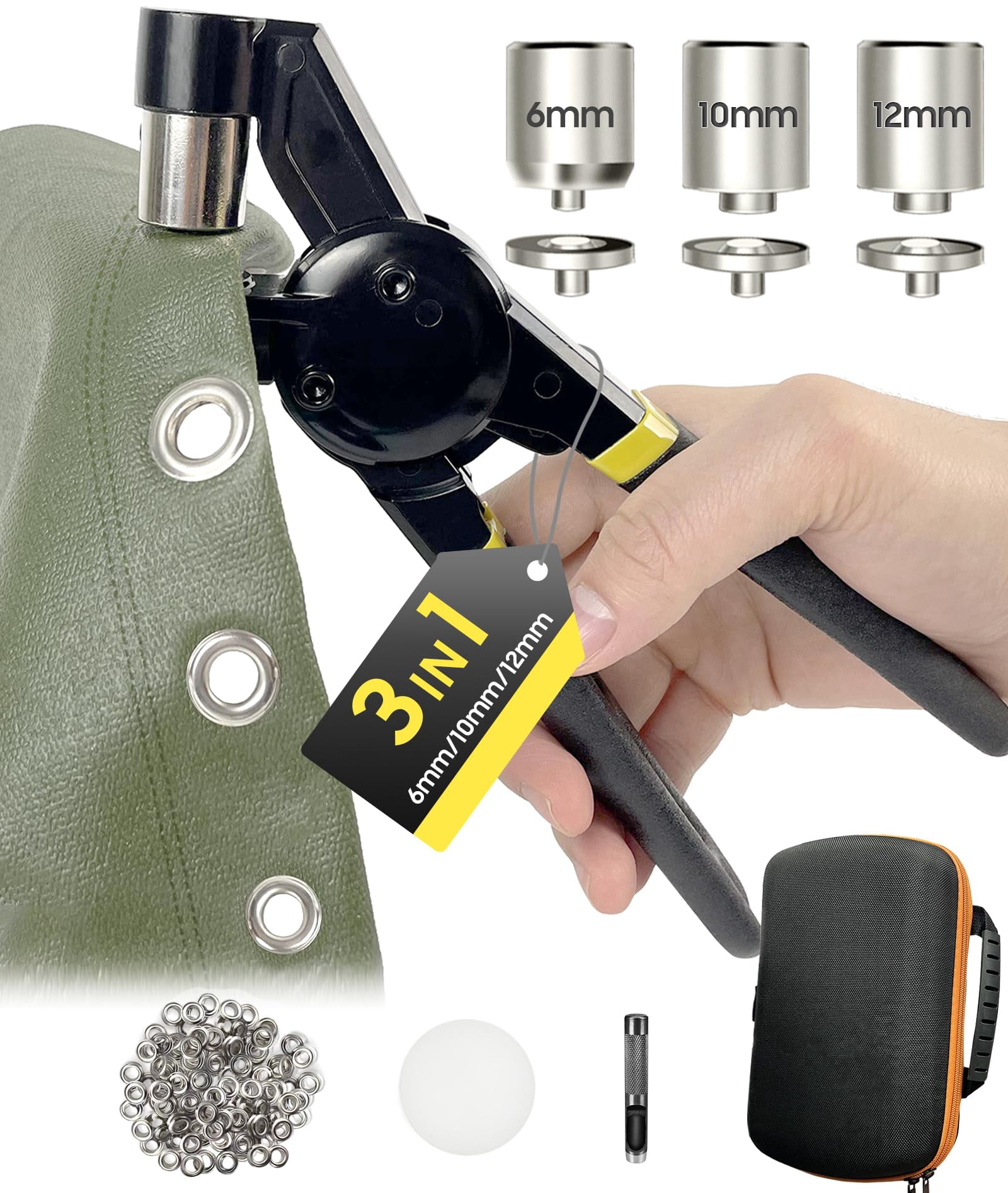 Grommet Tool Kit 1/2 1/4 3/8 Multi-size Hole Punch  608 Heavy Duty Grommets Eyelets And For Tarps Fabric Rings Leather Tents Vinyl Canvas So On