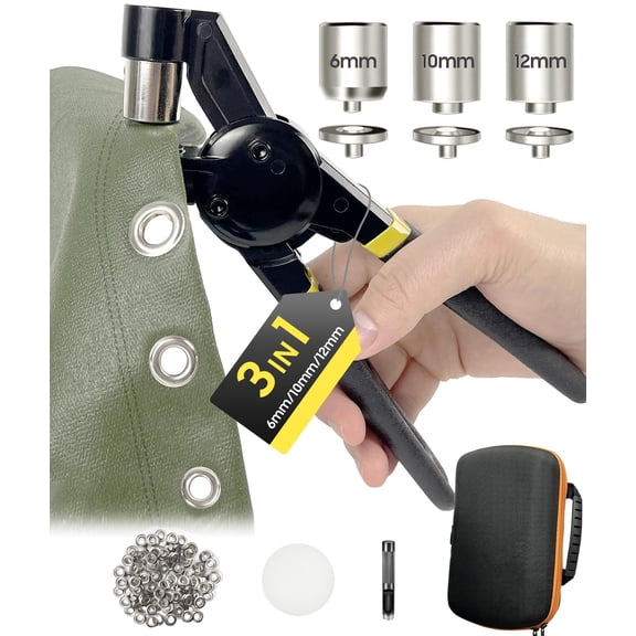 Grommet Tool Kit 1/2 1/4 3/8 Multi-size Hole Punch 608 Heavy Duty Grommets Eyelets And For Tarps Fabric Rings Leather Tents Vinyl Canvas So On