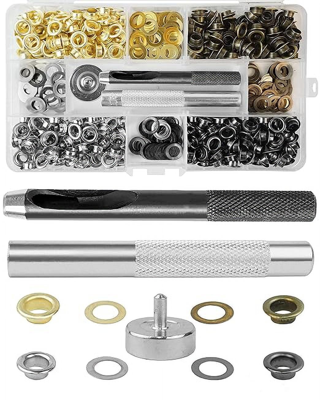 Grommet Tool Kit 1/4 Inch, 400 Sets Eyelets And Grommets In 4 Colors ...