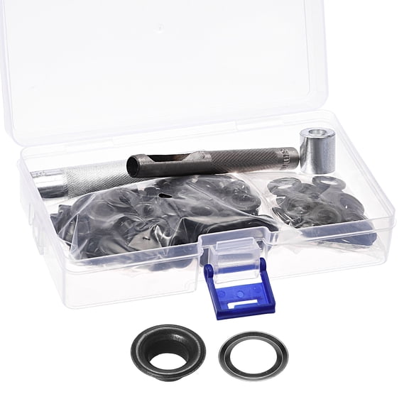 Grommet Tool Kit 100 Sets 5/16" Copper Grommets Eyelets with 3pcs Install Tools, 8mm Inside Dia. Black