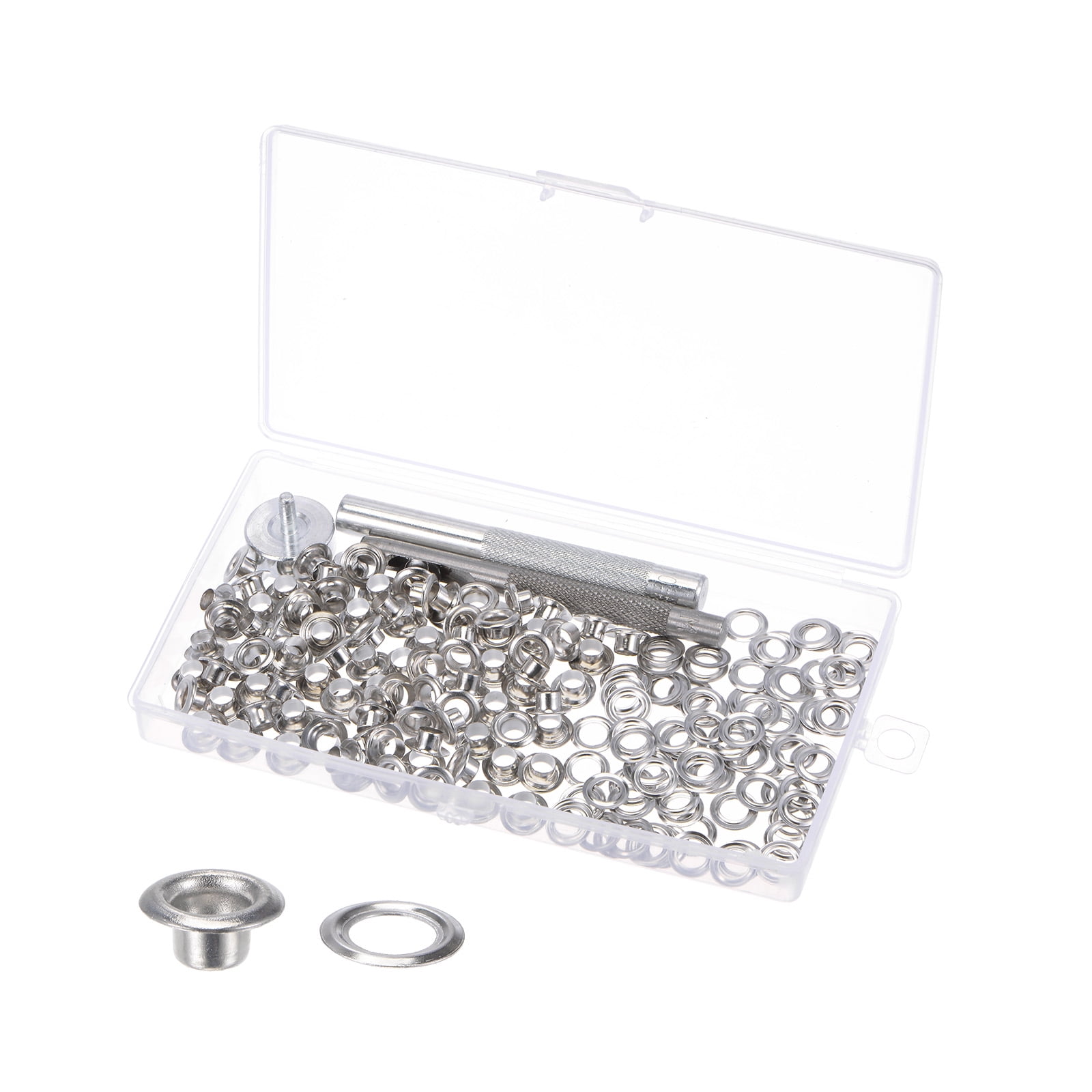 Grommet 100 Sets Grommet Tool Kit Grommet Setting Tool 1/2 Inch Grommets  Eyelets with Installation Tools & Storage Case for Fabric Canvas Tarps  Curtain Clothing Leather (Silver) 
