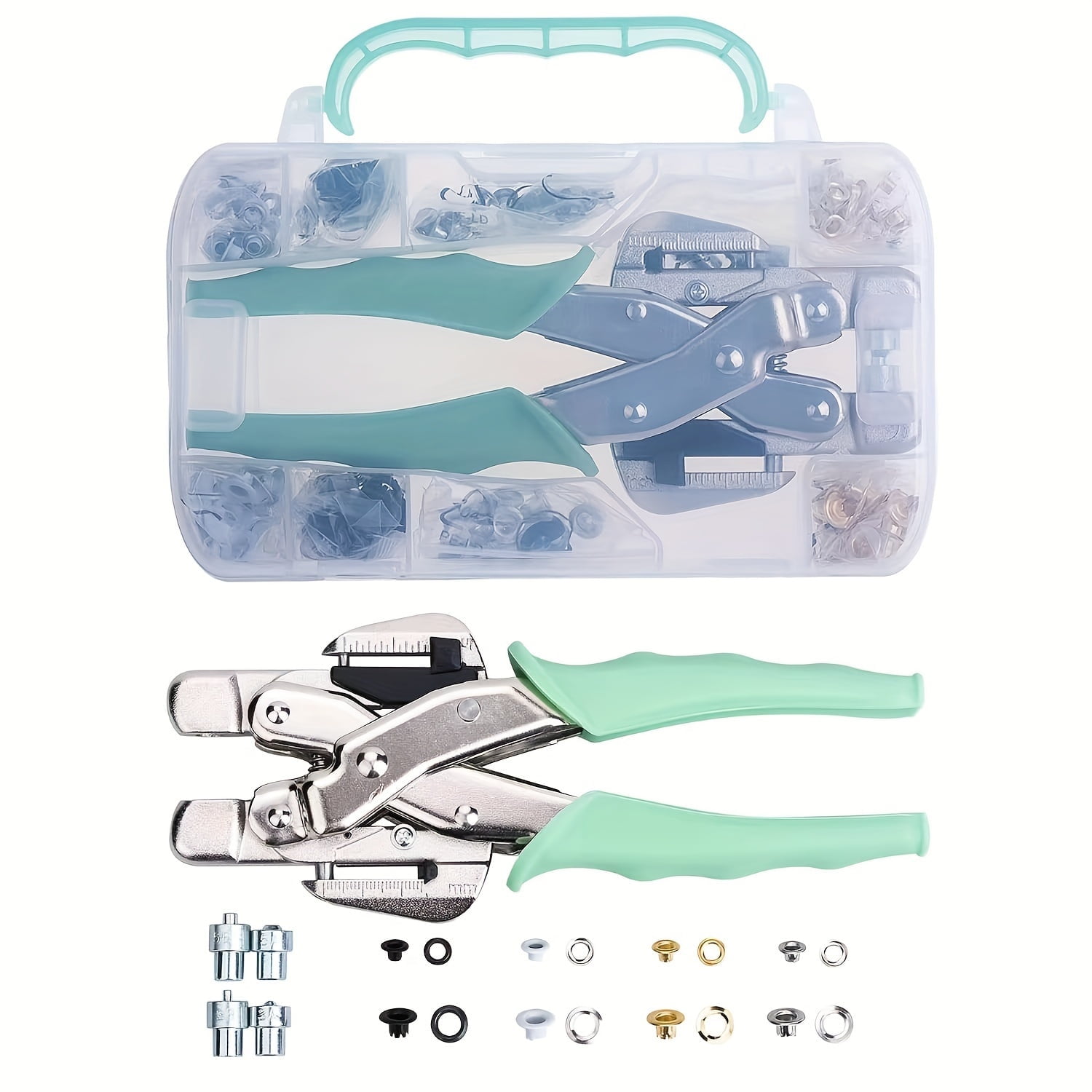Grommet Tool Kit, 2-in-1 Paper Leather Manual Punching Pliers, 160pcs Metal Grommet Eye Kit, Punching Pliers Hand Storage Tool Box For Faux Leather, Belts, Shoes, Clothes, Belts, Cards And Crafts