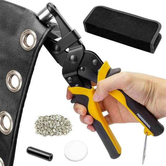 Grommet Tool Kit, 200PCS 3/8 inch 10mm Grommets, Leathercraft Punching Tool, Banner Maker for Canvas Fabric Tarp