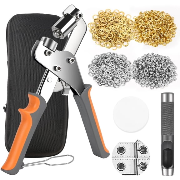Grommet Tool Kit 3/8 Inch with 800 Pcs Eyelets Grommets and Storage Bag, Handheld Metal Grommet Kit Tarp Grommet Maker Kit Grommet Pliers Punch for Tarps Fabric Leather