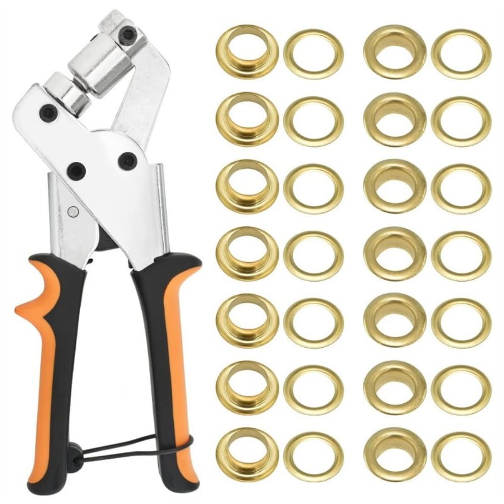 Grommet Tool Kit With 3/8 Inch (10mm) Diameter 100Pcs Grommets Eyelets For Fabric Tarps Leather Handheld Hole Punch Pliers Grommet Press Kits Pliers