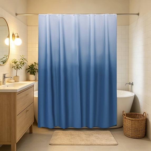 Grommet Top Gradient Shower Curtain,Waterproof Washable Weighted Hem Privacy Drape,for Home,Hotel,Dorm,Bathroom Decor