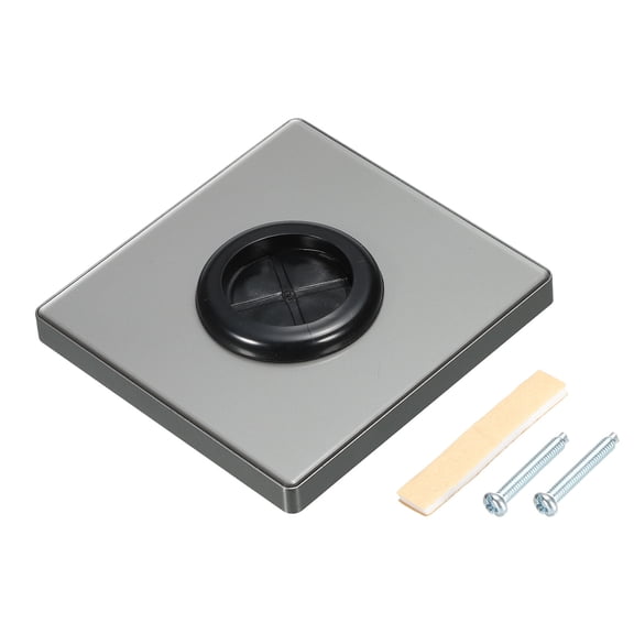 Grommet Wall Plate Acrylic with 1.2 Inch Rubber Cable Pass Through Grey