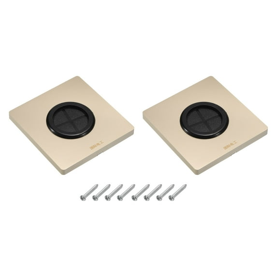 Grommet Wall Plate PC Wall Panel with 1.5" Rubber Cable Through Gold Tone 2 Pcs