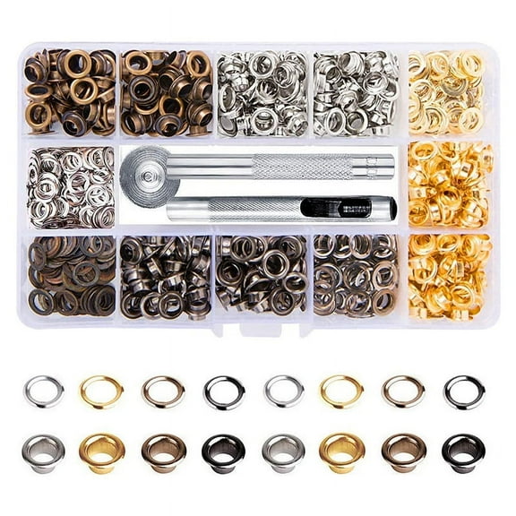 Grommets Kit 3/16Inch 400Pcs Eyelets Kits Grommet Sets for Shoes Clothes Crafts Bag DIY Project (4 Colors)