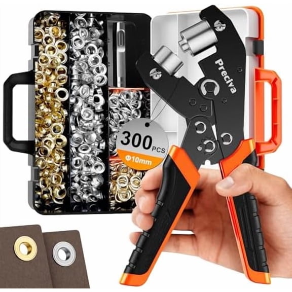Grommets Tool Kit with 3/8 inch Grommets and Carrying Case,Eyelet Punch Pliers Set, Precision Eyelet Tool for Canvas, Leather, Tarps, Fabric, and DIY Repairs 150 PCS Each in Silver and Gold$$Hardware
