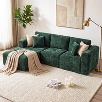 Gronda Green Couch Sectional Couches for Living Room 109'' Modular Sectional Sofa, L Shaped Boneless Sofa in a Box, 3 Deep Seater Chenille No Assembly Comfy Sofas with Ottoman for Bedroom Apartment
