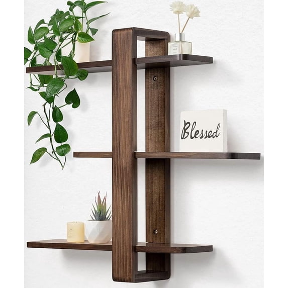 Gronda, Wall Shelves, 20 Inch, Walnut 3 Tier Floating Shelves - Walmart.com