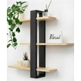 thumbnail image 1 of Gronda Nature and Black Floating Shelves for Wall Mounted, 3 Tier Pine Wood shelf for Living Room Bathroom Bedroom Display Modern 20in., 1 of 12