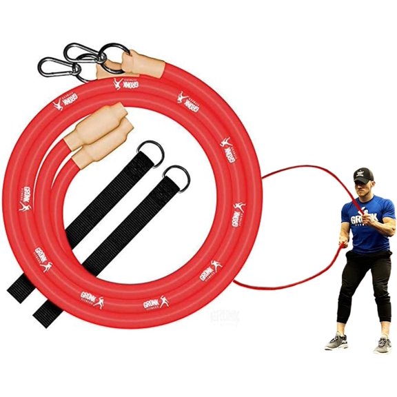 Gronk Fitness Inertia Wave Workout Ropes Edition | Heavy Battle Rope Alternative for Strength Training | Rubber Battle Ropes | Elastic Battle Ropes for an Abdominal Workout (Red)