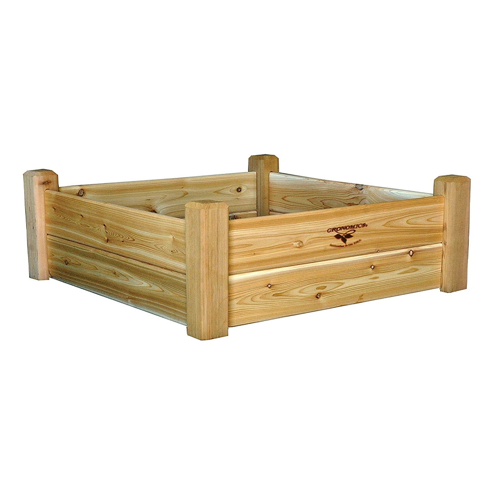 Western Red Cedar Outdoor Raised Garden Bed, 34 x 34 x 13 Inches