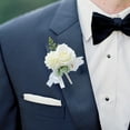 thumbnail image 1 of Groom Bride Corsage Floral Brooch Pin Wedding Breastpin Artificial Roses Carnations with Green Plants for Suits Gowns Special Events Decorative, 1 of 5