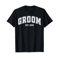 thumbnail image 1 of Groom Bride Est. 2025 Retro Just Married Couples Wedding T-Shirt, 1 of 5