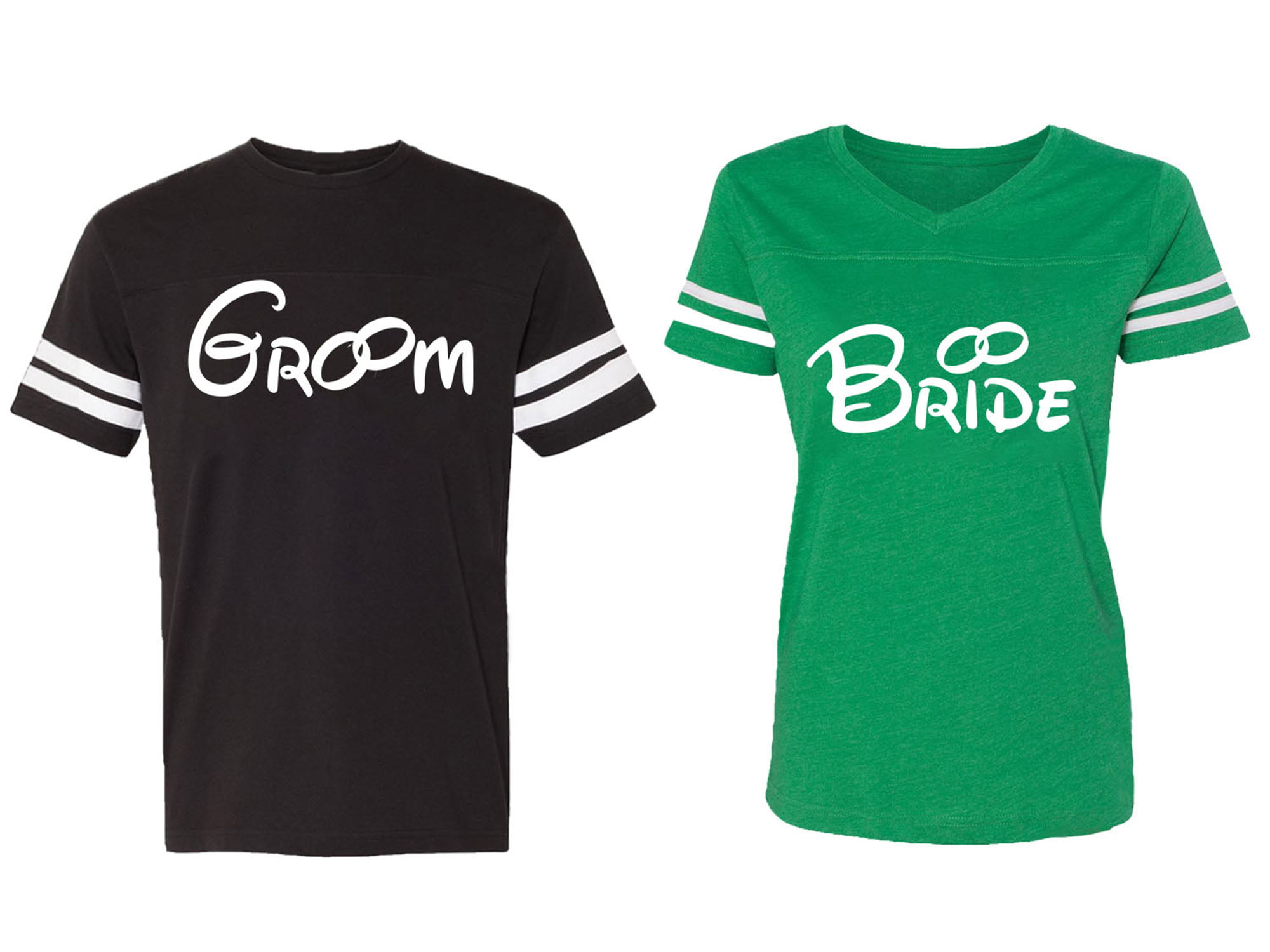 Groom And Bride Matching Couple Cotton Jerseys Men Black Women Green Men M Women L
