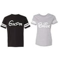 thumbnail image 1 of Groom & Bride Matching Couple Cotton Jerseys (Men Black / Women Heather) (Men M / Women XL), 1 of 3