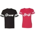 thumbnail image 1 of Groom Bride Matching Couple Cotton Jerseys (Men Black / Women Red) (Men XXL / Women XL), 1 of 3
