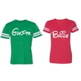 thumbnail image 1 of Groom & Bride Matching Couple Cotton Jerseys (Men Green / Women Red) (Men L / Women M), 1 of 3