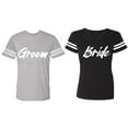 thumbnail image 1 of Groom Bride Matching Couple Cotton Jerseys (Men Heather / Women Black) (Men S / Women L), 1 of 3