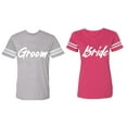 thumbnail image 1 of Groom Bride Matching Couple Cotton Jerseys (Men Heather / Women Pink) (Men XL / Women M), 1 of 3