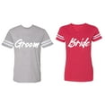 thumbnail image 1 of Groom Bride Matching Couple Cotton Jerseys (Men Heather / Women Red) (Men L / Women XXL), 1 of 3