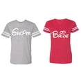 thumbnail image 1 of Groom & Bride Matching Couple Cotton Jerseys (Men Heather / Women Red) (Men S / Women L), 1 of 3