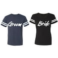 thumbnail image 1 of Groom Bride Matching Couple Cotton Jerseys (Men Navy / Women Black) (Men L / Women XXL), 1 of 3