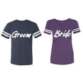thumbnail image 1 of Groom Bride Matching Couple Cotton Jerseys (Men Navy / Women Purple) (Men L / Women M), 1 of 3