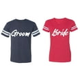 thumbnail image 1 of Groom Bride Matching Couple Cotton Jerseys (Men Navy / Women Red) (Men M / Women M), 1 of 3