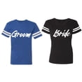 thumbnail image 1 of Groom Bride Matching Couple Cotton Jerseys (Men Royal / Women Black) (Men XXL / Women XL), 1 of 3