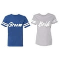 thumbnail image 1 of Groom Bride Matching Couple Cotton Jerseys (Men Royal / Women Heather) (Men L / Women XL), 1 of 3
