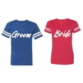 thumbnail image 1 of Groom Bride Matching Couple Cotton Jerseys (Men Royal / Women Red) (Men XXL / Women XXL), 1 of 3
