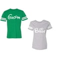 thumbnail image 1 of Groom & Bride Unisex Couple Matching Cotton Jersey style T-Shirt Contrasting stripes on sleeves (Men Green / Women Heather) (Men XL / Women XL), 1 of 3