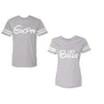thumbnail image 1 of Groom & Bride Unisex Couple Matching Cotton Jersey style T-Shirt Contrasting stripes on sleeves (Men Heather / Women Heather) (Men M / Women M), 1 of 3