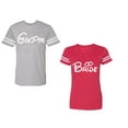 thumbnail image 1 of Groom & Bride Unisex Couple Matching Cotton Jersey style T-Shirt Contrasting stripes on sleeves (Men Heather / Women Red) (Men M / Women XXL), 1 of 3