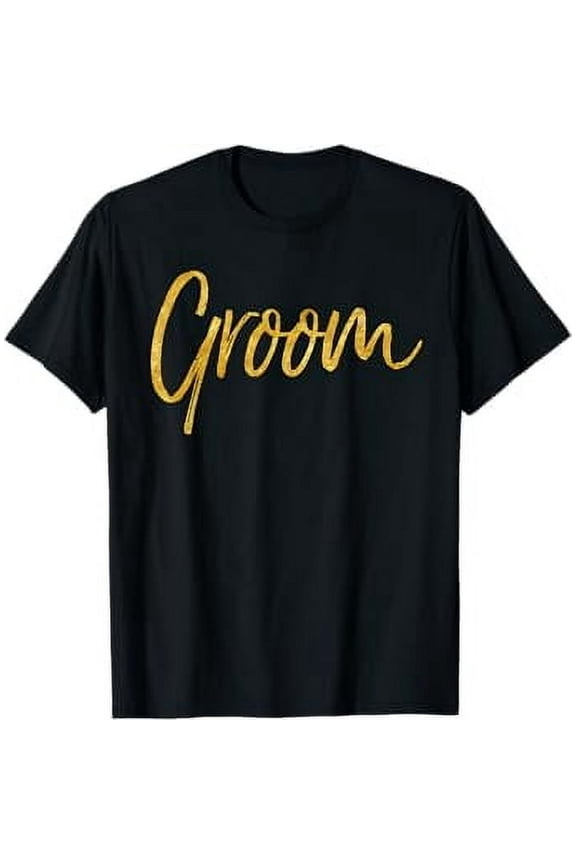 Groom Shirt Cute Gold Wedding Shirt for Getting Ready Men T-Shirt