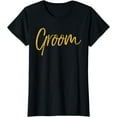 thumbnail image 1 of Groom Shirt Cute Gold Wedding Shirt for Getting Ready Men, 1 of 4