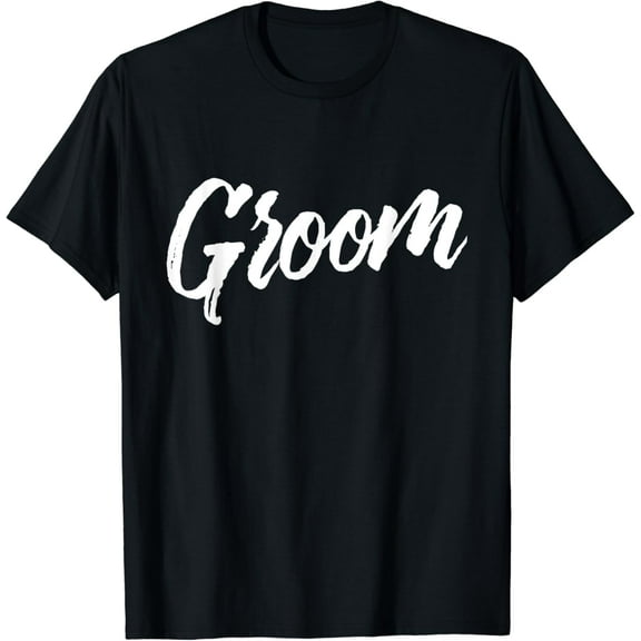Groom Wedding T-Shirt | White Brush Distressed Text