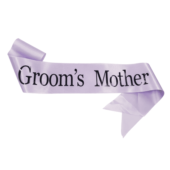 Groom's Mother Lavender Satin Sash Black Classic Letter Wedding Shoulder Sash Mother of Groom Bridal Party Accessory, 1 Count