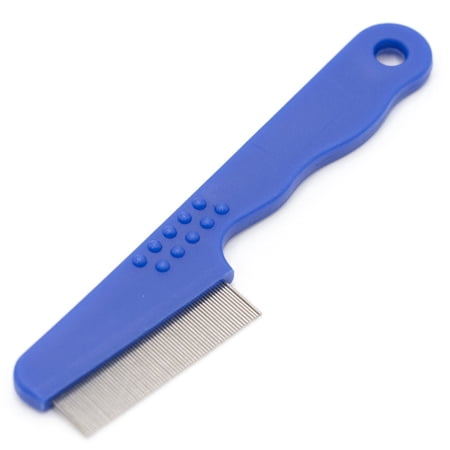 Jeffers Pet Ergo Grip Flea Comb – Single Row Blue – Stainless Steel Teeth, Plastic Handle – for Small & Large Dogs, Cats, Puppies & Kittens
