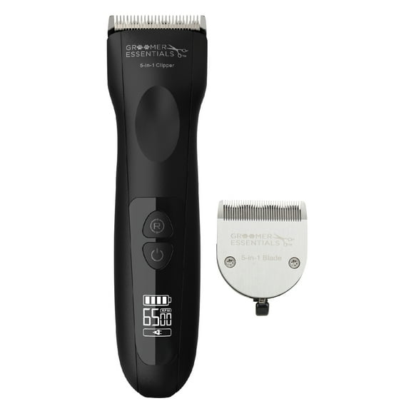 Groomer Essentials 5-in-1 Clipper with Extra Blade - 5 Cutting Lengths (40 30 15 10 9) and 3 Speeds (6 000 / 6 500 / 7 000 RPM) - Has a 4+ Hour Run Time